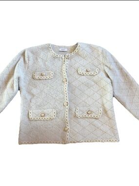 RIHOAS women’s cream white cardigan sweater size small